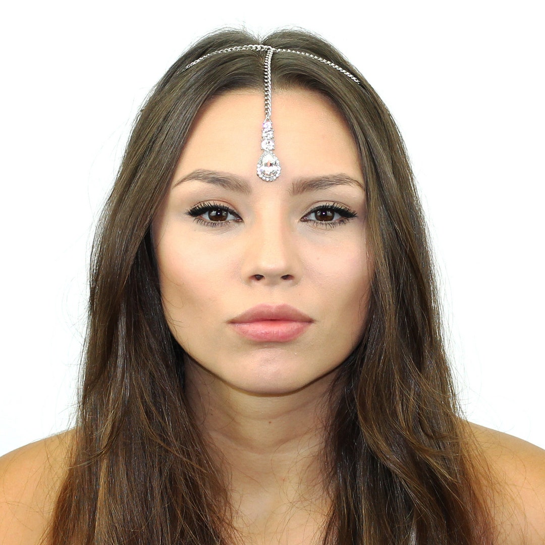 Crystal Hair Jewelry / Crystal Chain Headpiece / Maang Tikka Etsy