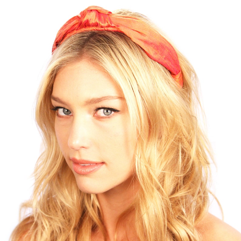 Silk Knot Headband / Top Knot Headband / Orange Knot Headband - Etsy