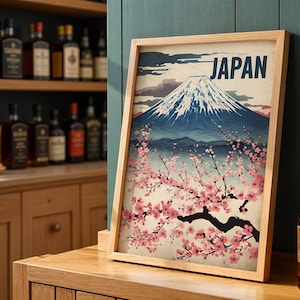 Japanese Mountain Landscape Print – Mount Fuji Art Digital Download | Japandi Wall Decor | Modern Nature Poster Abstract Japan Art