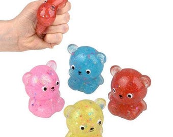 The 2.25" Squish Sticky Glitter Bear Llb Squishy Toys