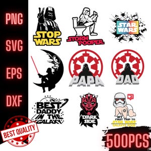 Star Wars Digital Bundle | Printable Wall Art, Stickers, Party Decor, SVG PNG JPG Files | Star Wars Clipart Pack for Cricut & Sublimation