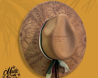 Kelli Sunflower custom burned Fedora [Sand]