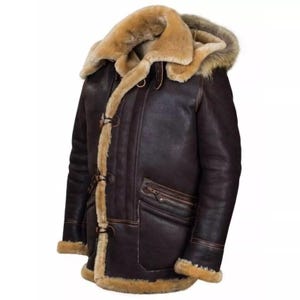 Herren B-7 Shearling Bomber Jacket: Echter Schaffell-Fliegermantel