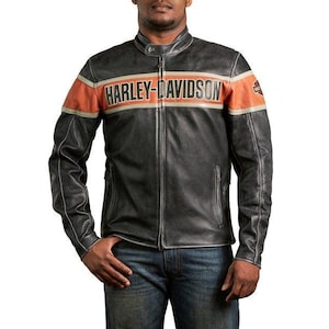 Harley Davidson Victoria Lane Leder Bikerjacke: Herren Vintage Motorradmantel