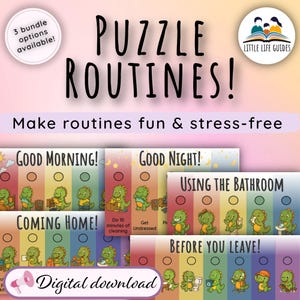 Morning, Afternoon and Bathroom Visual Schedules with Flip Puzzle Reward | Kids Daily Routine | Autism-Friendly | English & French