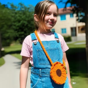 Handgemachte gehäkelte Sonnenblume Geldbörse für Mädchen - Gelbe Blumentasche mit Blatt-Detail - Niedliche Umhängetasche Kindertasche Sommergeschenk - Sonnenblume-Tasche