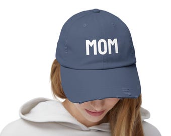 Unisex Distressed Cap for Moms, Casual Hat, Gift for Mothers, Adjustable Dad Hat, Minimalist Cap, Vintage Style, Mother's Day or New Moms