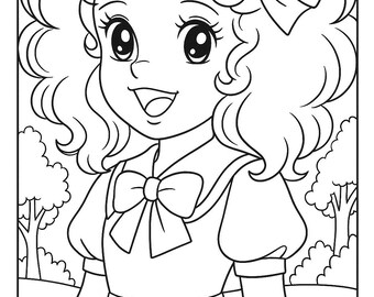 50枚のキャンディ塗り絵、マンガガール塗り絵、PDFダウンロード、印刷