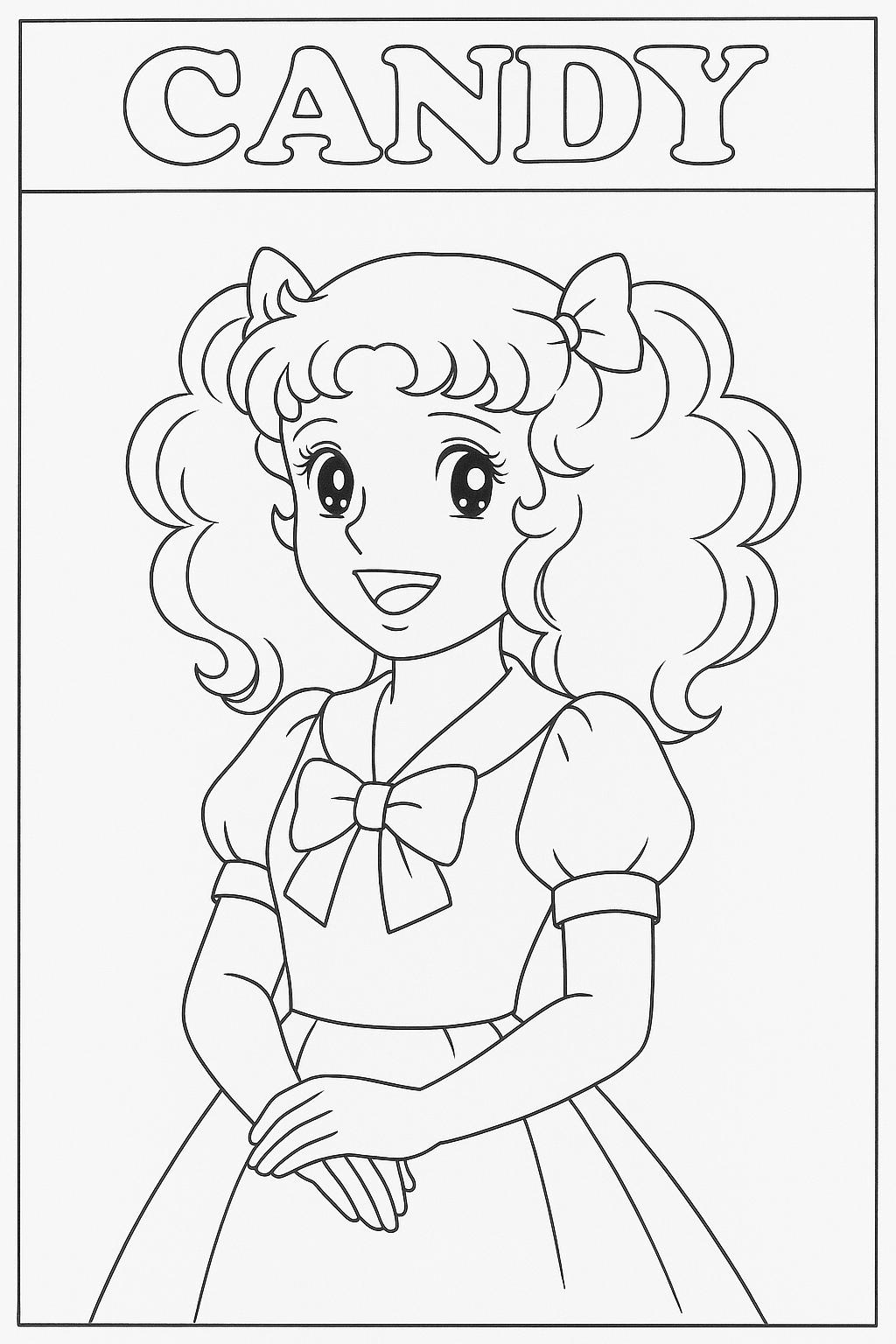 50枚のキャンディ塗り絵、マンガガール塗り絵、PDFダウンロード、印刷