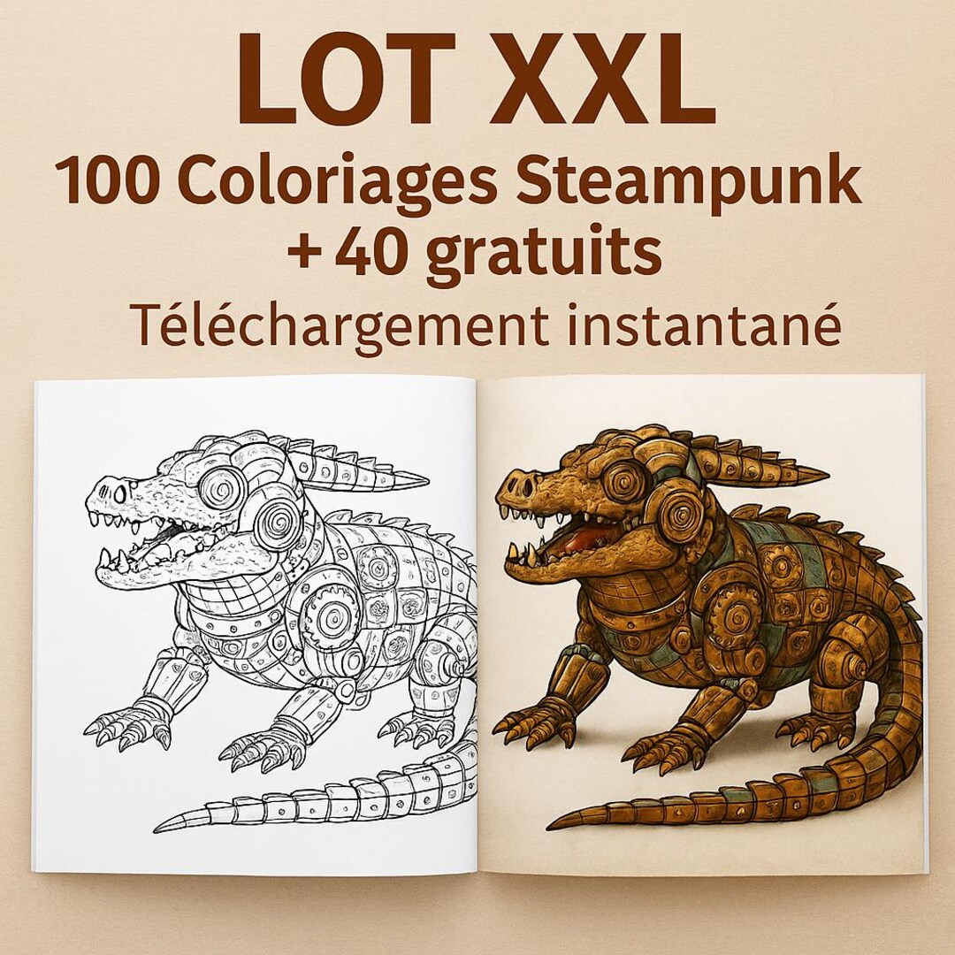 XXL Steampunk Coloring Book Bundle – 140 Pages | Mechanical Animals ...