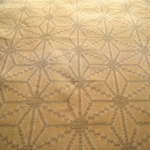 Vintage Kimono Silk Fabric, Japanese Tsumugi Asanoha Print, Indigo Cream Kasuri Textile, Craft Supply from JAPAN, Geometric Hemp Leaf