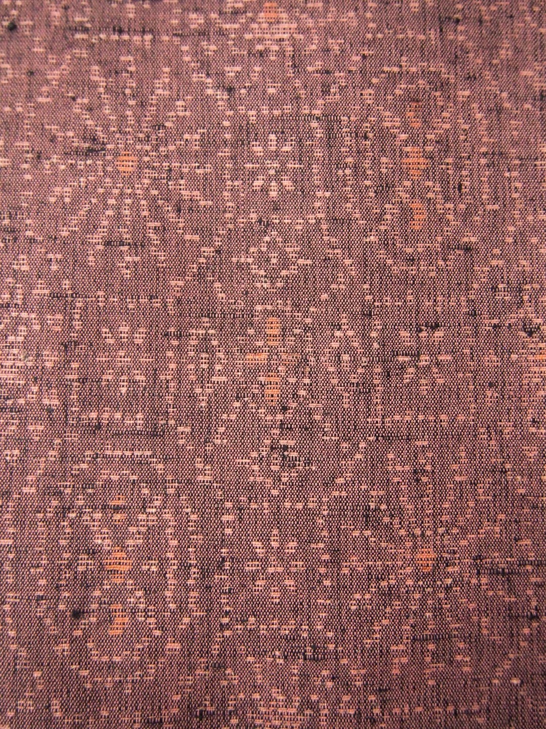 Vintage Japanese Tsumugi Silk | Plum Brown Kasuri Pattern Fabric for ...