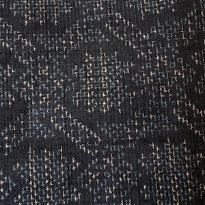 Kimono Fabric, Vintage Japanese Silk– indigo kasuri-style geometric pattern | sashiko and patchwork