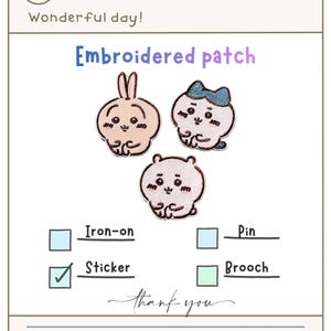 Parches bordados Chiikawa, versión Chiikawa 01: ideales para decoración, regalos de cumpleaños, adornos, atuendos o accesorios.