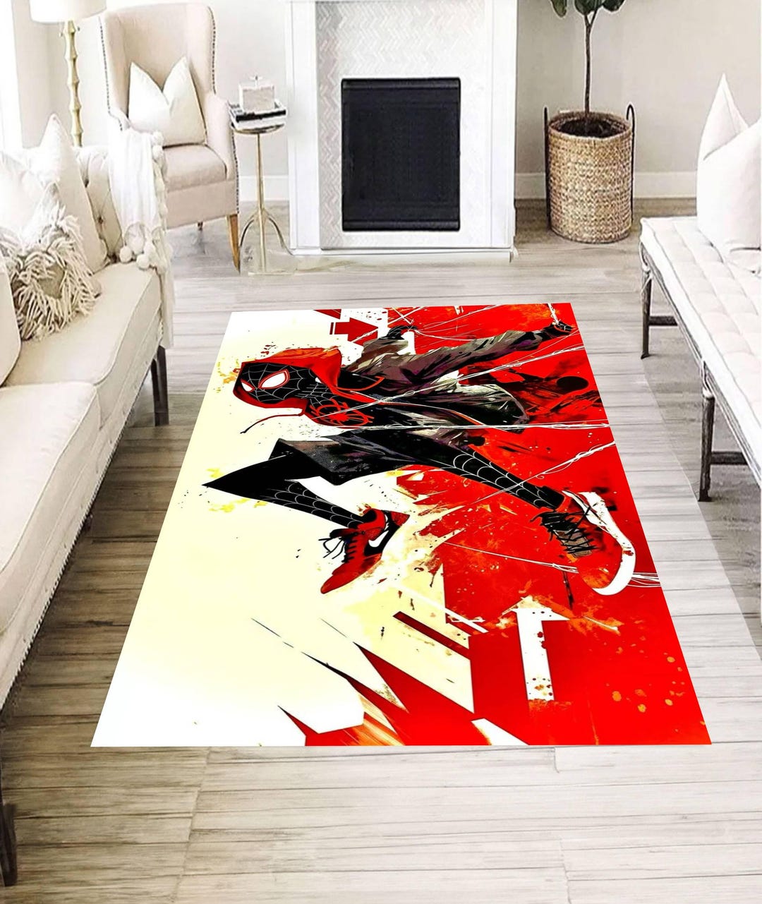 Urban Hero Action Rug, Red and Black Super Mask Carpet, Teen Room Cool ...