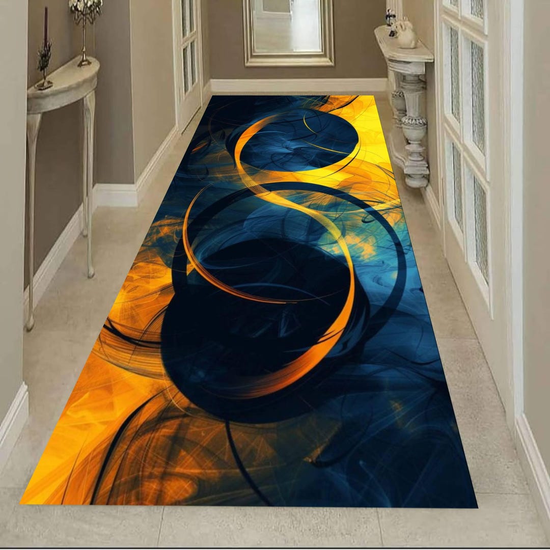 Intinity Rug Abstract Infinity Runner Rug, Modern Geometric Art Hallway Floor Carpet ...