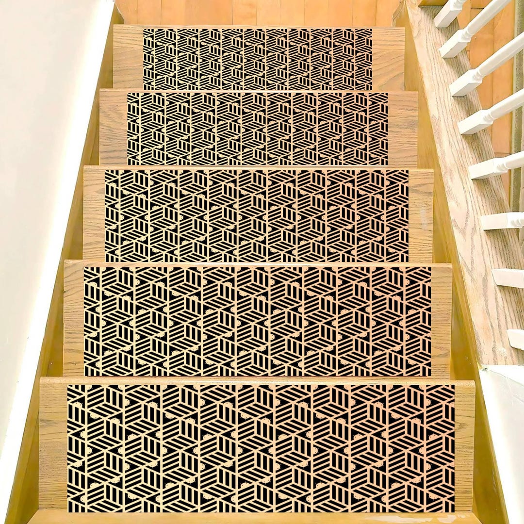 Staircase Rug Designs Geometric Stair Tread Rugs, Art Deco Pattern Non Slip Staircase Step ...