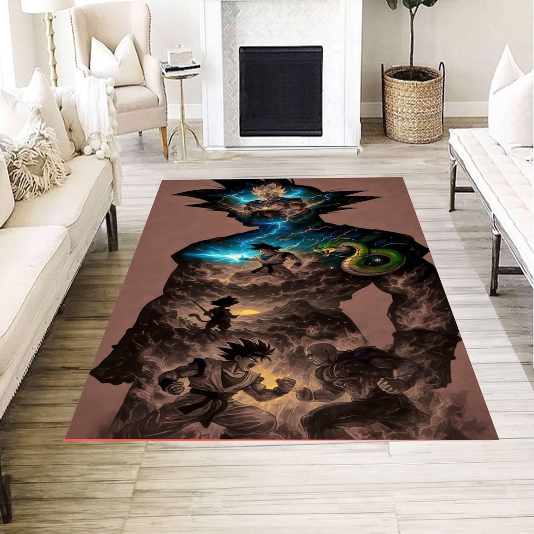 Anime Warrior Rug, Epic Battle Scene Rug, Fantasy Hero Floor Decor ...