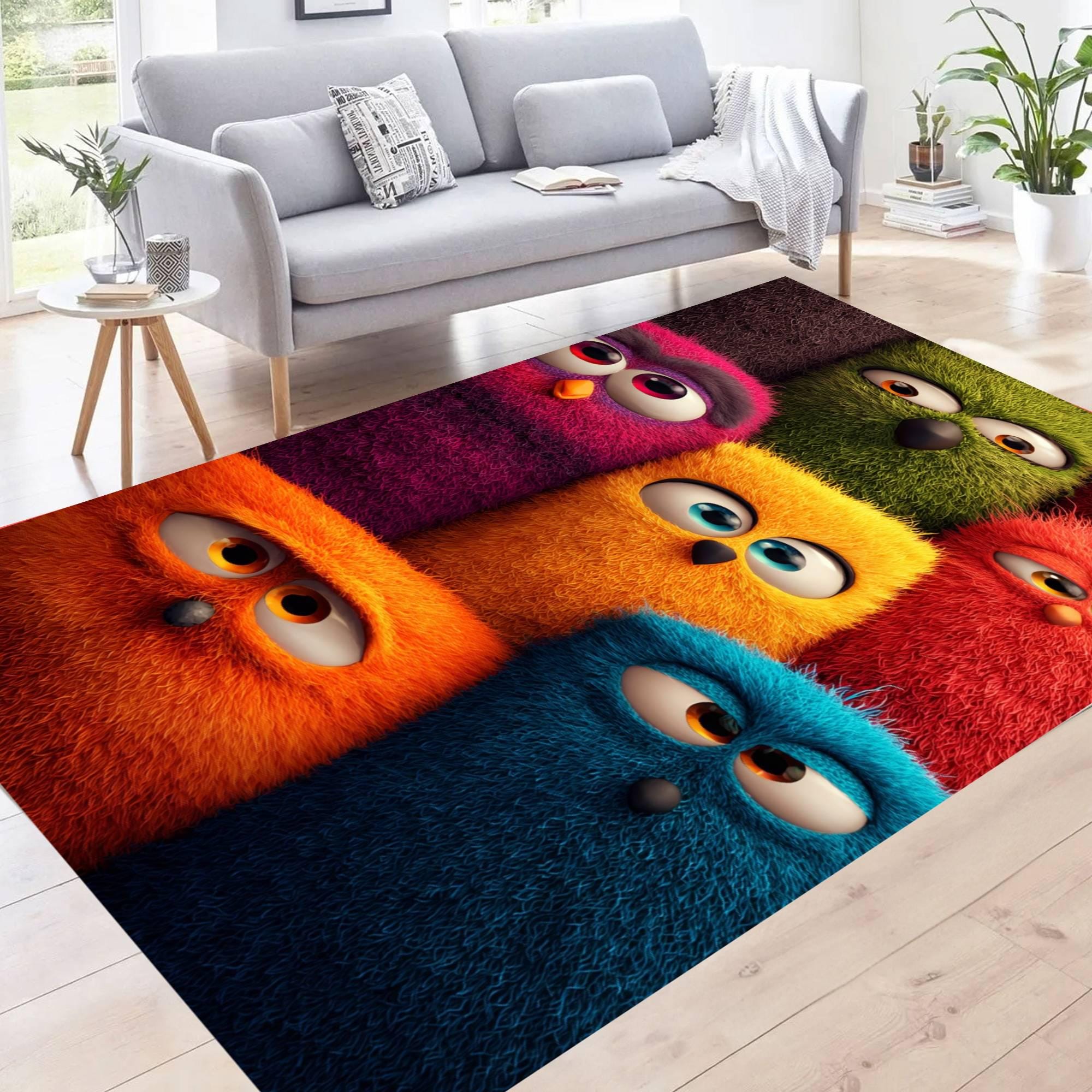 Esty Rugs Characters Colorful Furry Character Rug, Cartoon Style Area Carpet, Playful Modern ...