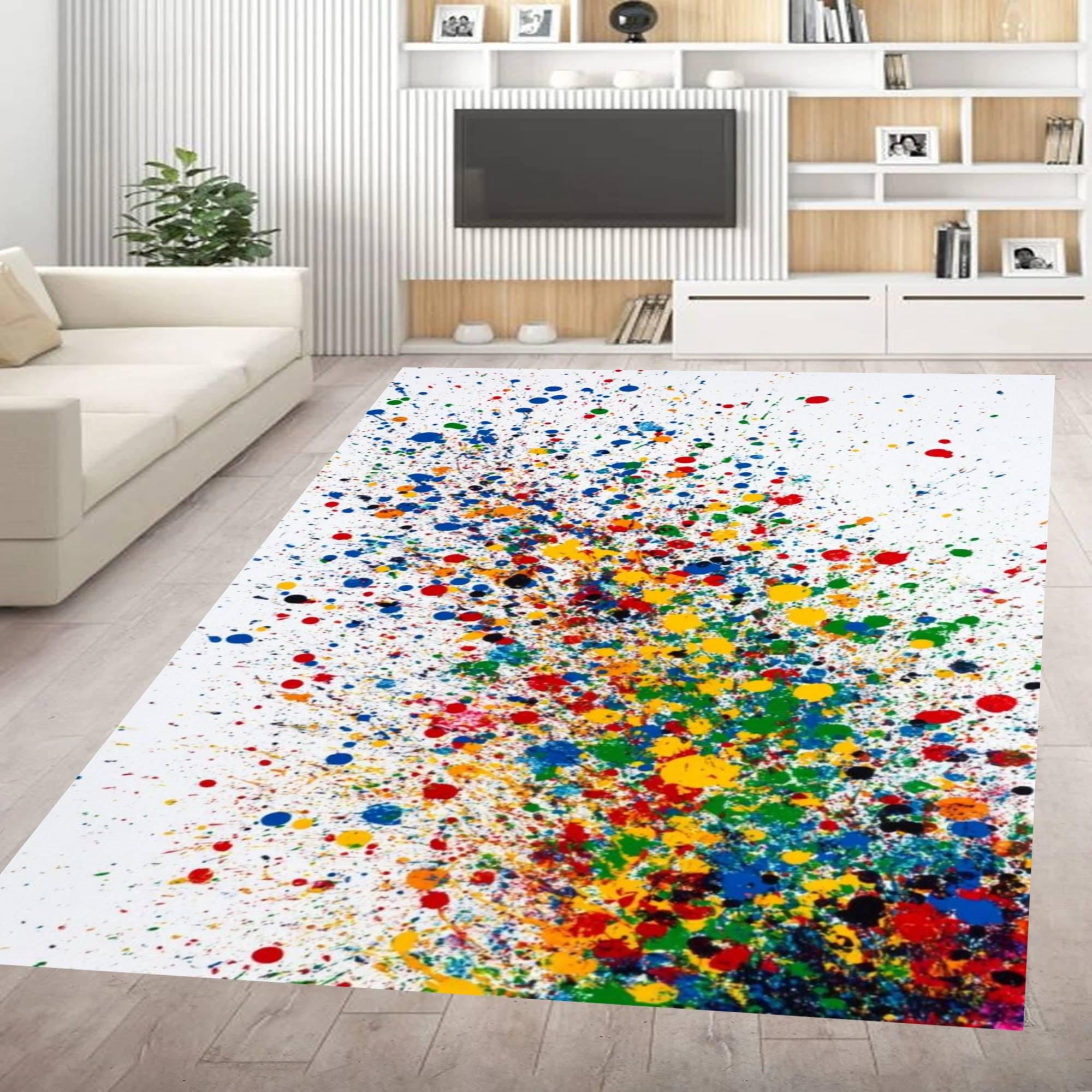 Colorful Paint Splatter Art Rug, Modern Abstract Area Carpet, Vibrant ...