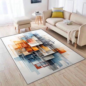Modern Abstract Blocks Rug, Geometric Shape Art Carpet, Colorful ...