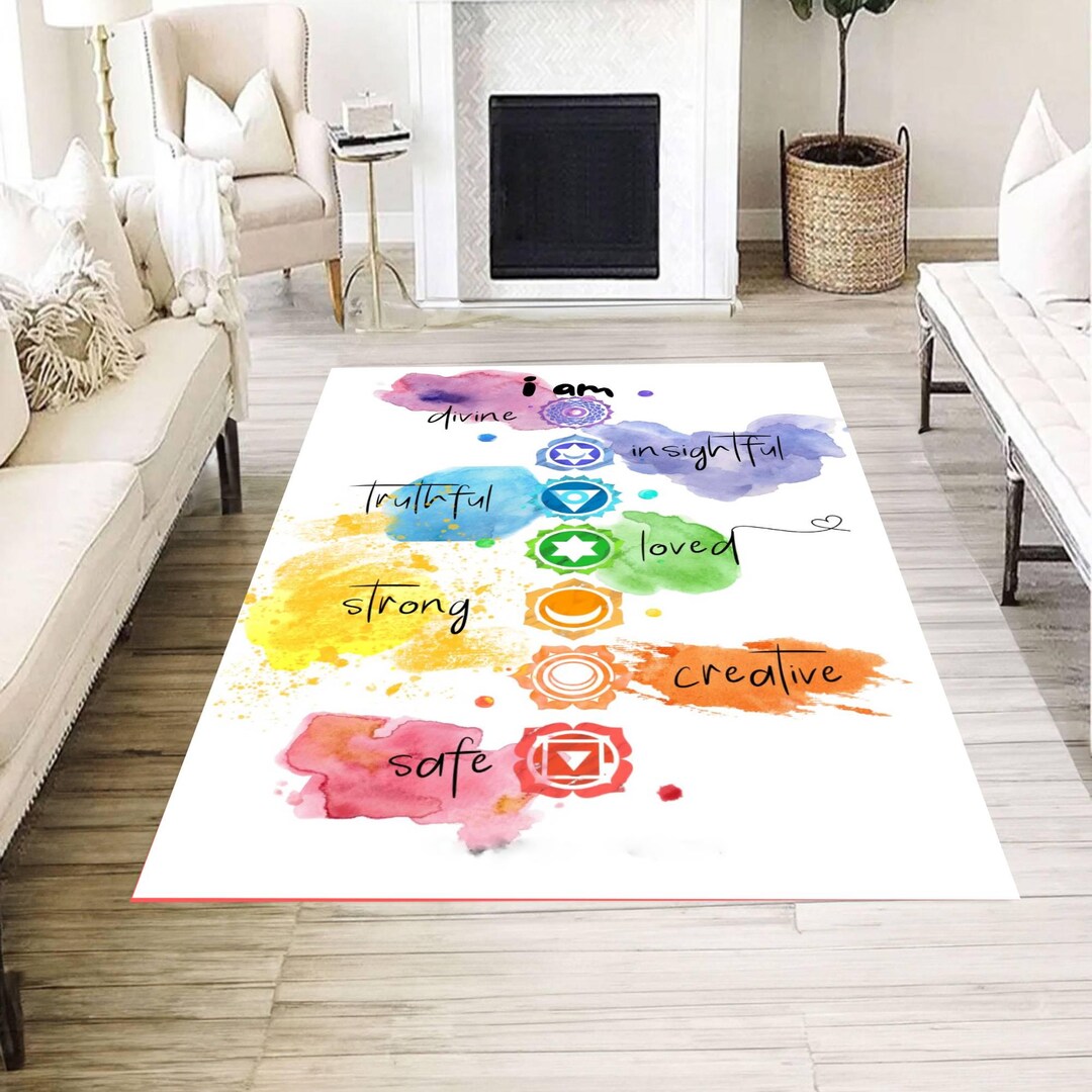 Colorful Chakra Alignment Rug, Spiritual Energy Healing Carpet, Yoga ...