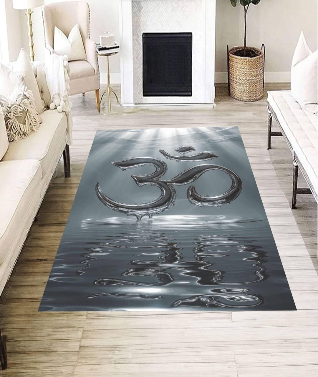Om Symbol Rug, Zen Inspired Rug, Meditation Room Decor, Spiritual Yoga ...