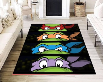 Tapis héros tortue masquée, tapis équipe de reptiles de dessin animé, oeuvre de décoration de salle de jeux pour chambre à coucher pour enfants