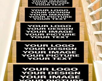 Custom Stair Tread Rug, Personalized Text Logo Design, Non Slip Indoor Step Carpet Decor