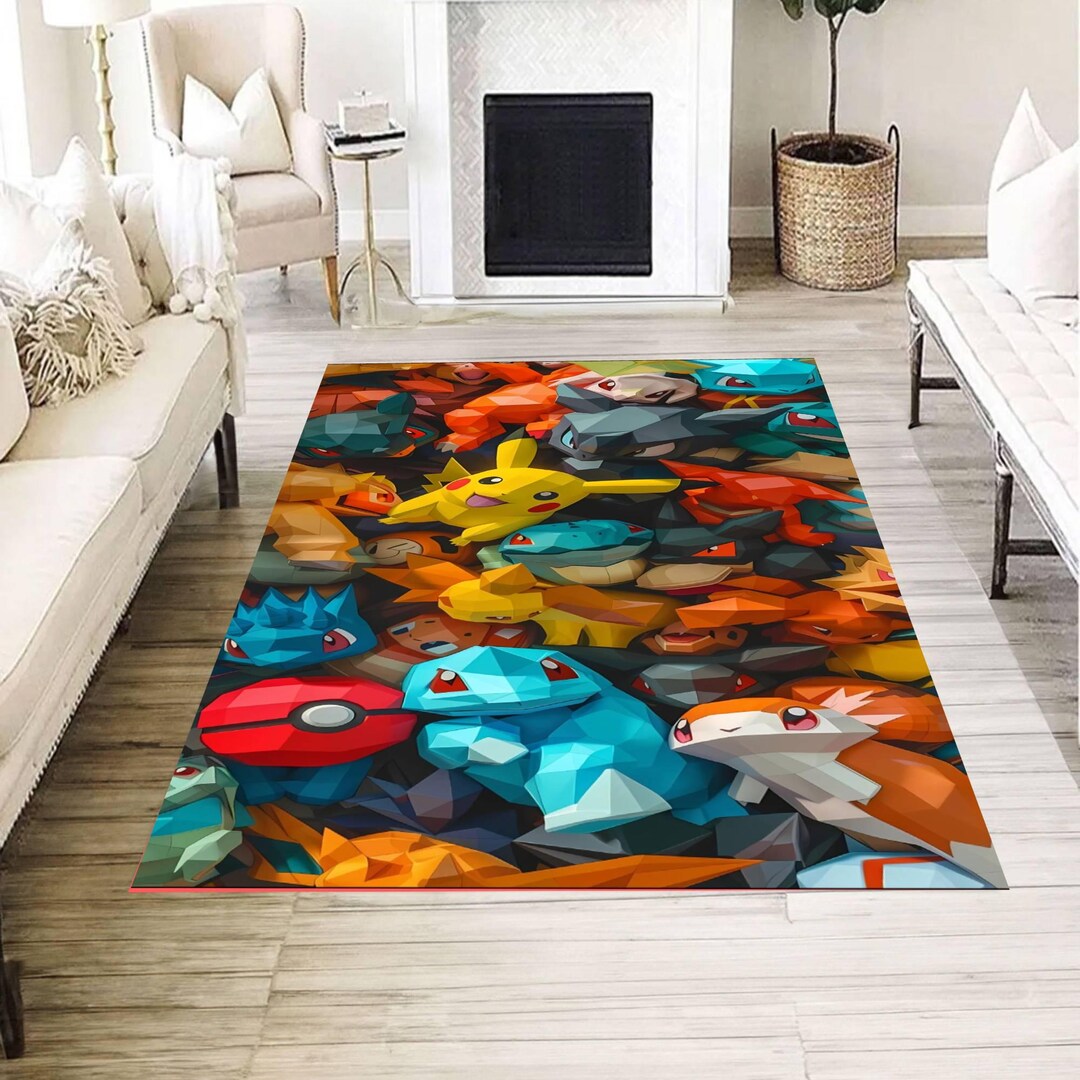 Geometric Gaming Rug Colorful Geometric Gaming Creatures Rug, Modern Gamer Room Decor Carpet ...