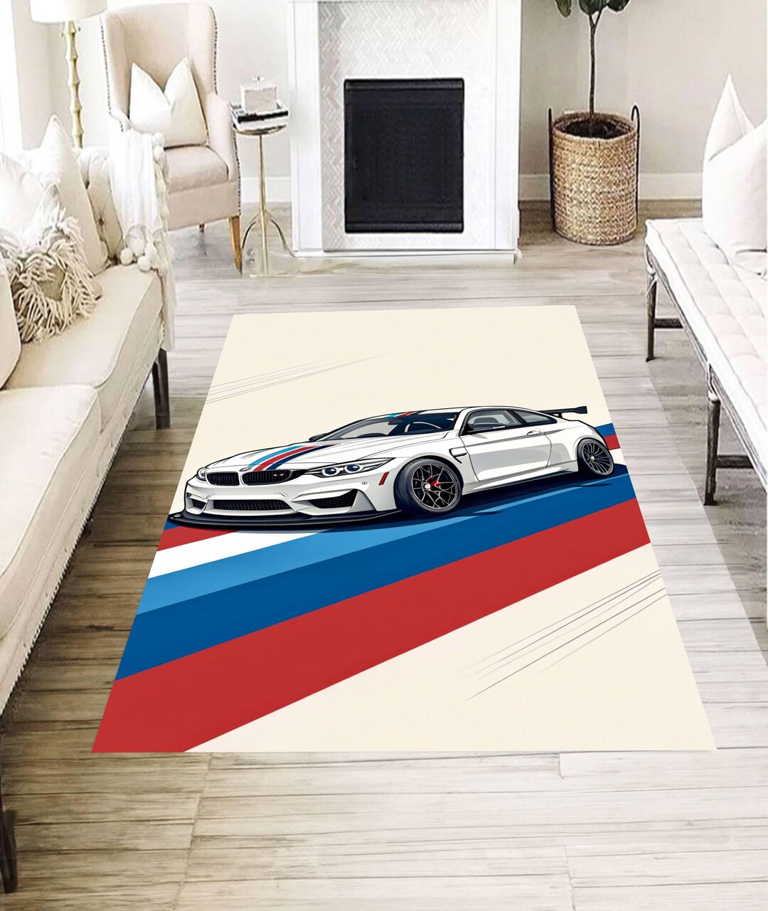 Luxury Sports Car Rug, Modern Automotive Design Floor Mat, Racing ...