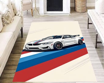 Luxury Sports Car Rug, Modern Automotive Design Floor Mat, Racing Enthusiast Decor, Garage Game Room Accent, Unique Gift for Car Lovers