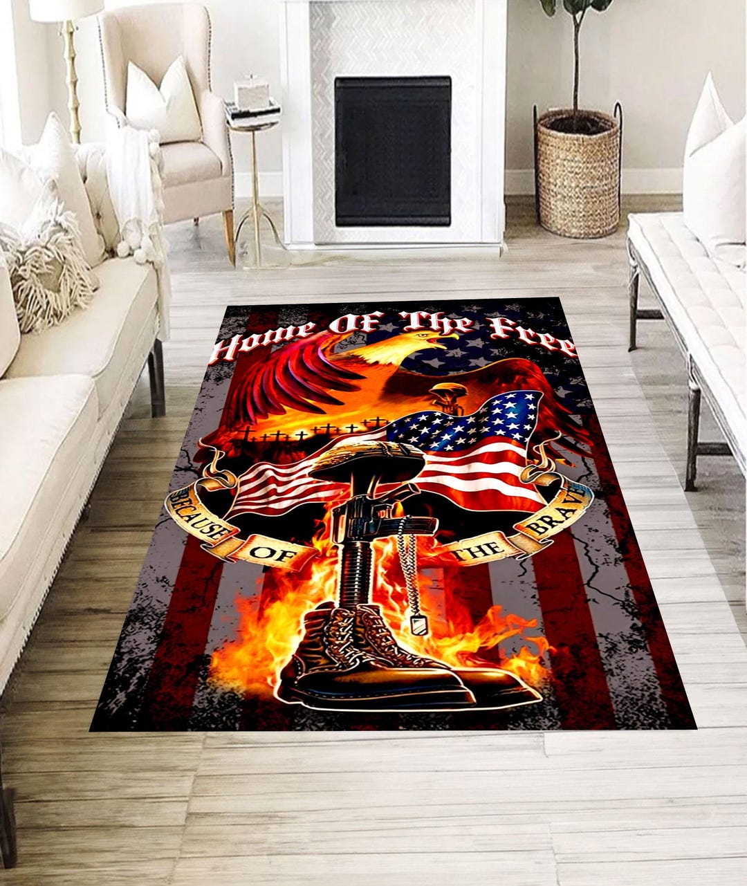 Millitary Rugs 4th of July Veteran Rug, Patriotic Eagle Flag Military Memorial Freedom ...