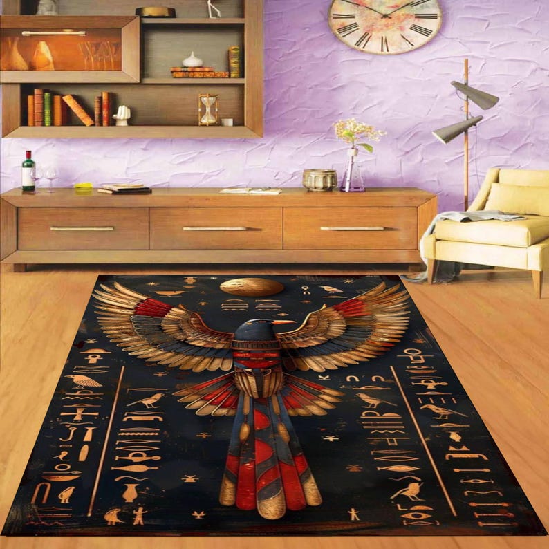 Wegyptian Rug Egyptian Style Area Rug, Ancient Symbol Art Carpet for Living Room ...
