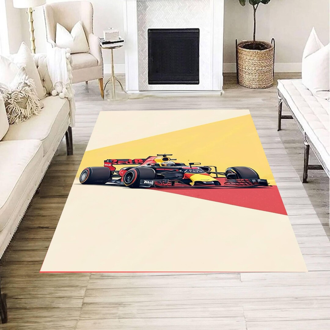 Formula Style Racing Car Rug, Minimal Speed Art Carpet, Modern ...