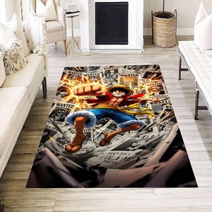 Dynamic Anime Action Rug, Epic Comic Art Floor Mat, Bold Fan Decor for Gaming & Bedroom, Unique Home Accent, Fun Gift for Manga Enthusiasts