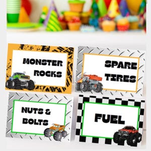 Editable Printable Monster Truck Party Food Labels Food Cards