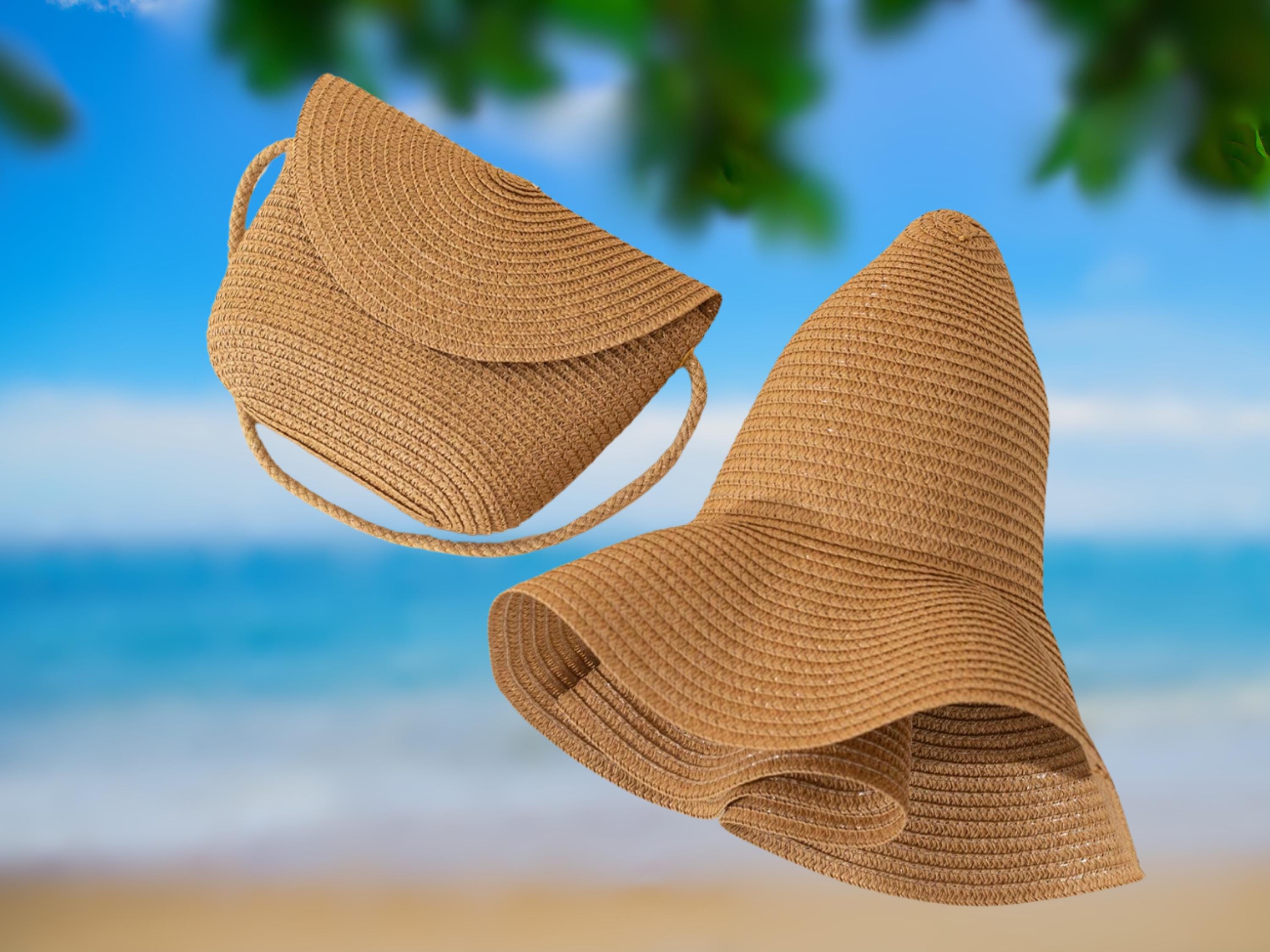 Woven Straw Sun Hat and Crossbody Bag Set: Boho Beach Style 