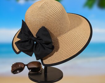 Vintage 90s Straw Sun Hat W/long Ribbon Banding, School Girl  display picture 3