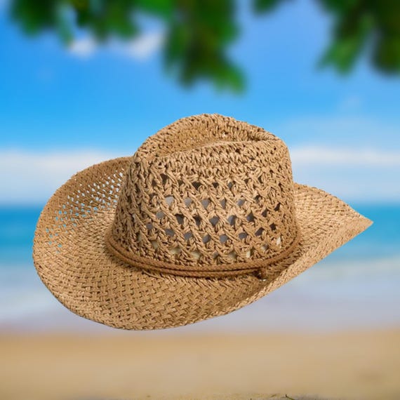 Chapeau De Paille Cowboy Vintage – Unisexe, Respirant, Idéal été Et Voyage