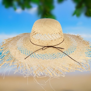 Boho Fringe Straw Sun Hat: Wide Brim Beach Vacation Accessory