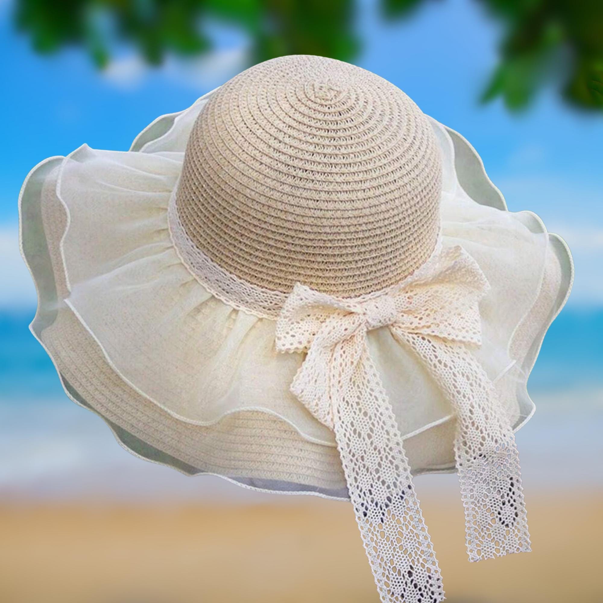 Lace Sun Hat: Romantic Ruffle Brim, Vintage-inspired Garden  display picture 1