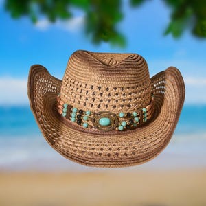 Beaded Straw Cowgirl Hat - Etsy Australia display picture 1