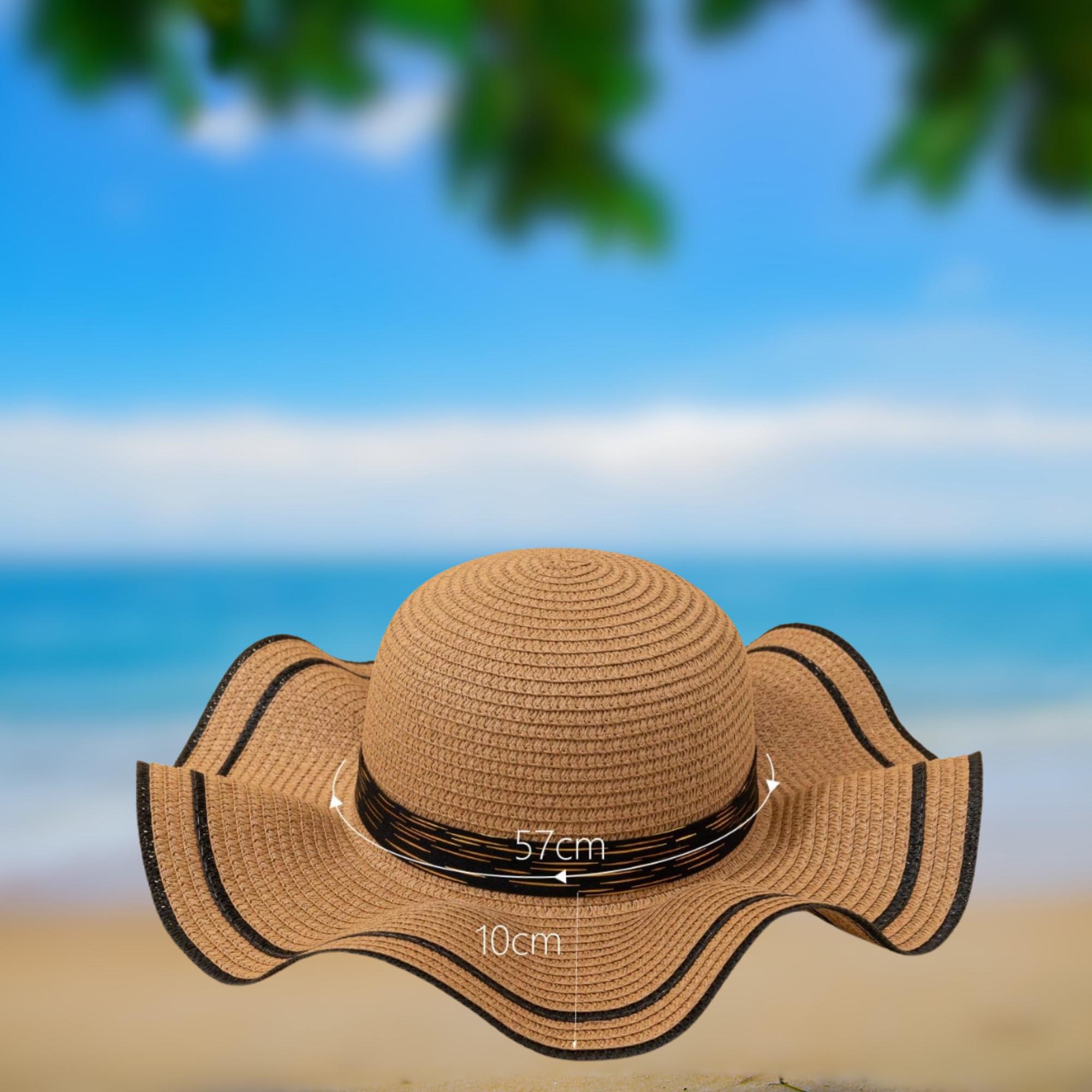VERY LARGE BEACH STRAW Elegant Tan Wide-Brim Hat Wancir Beach Hats for Women Big Straw Wide Brim Summer Hat  main image 2