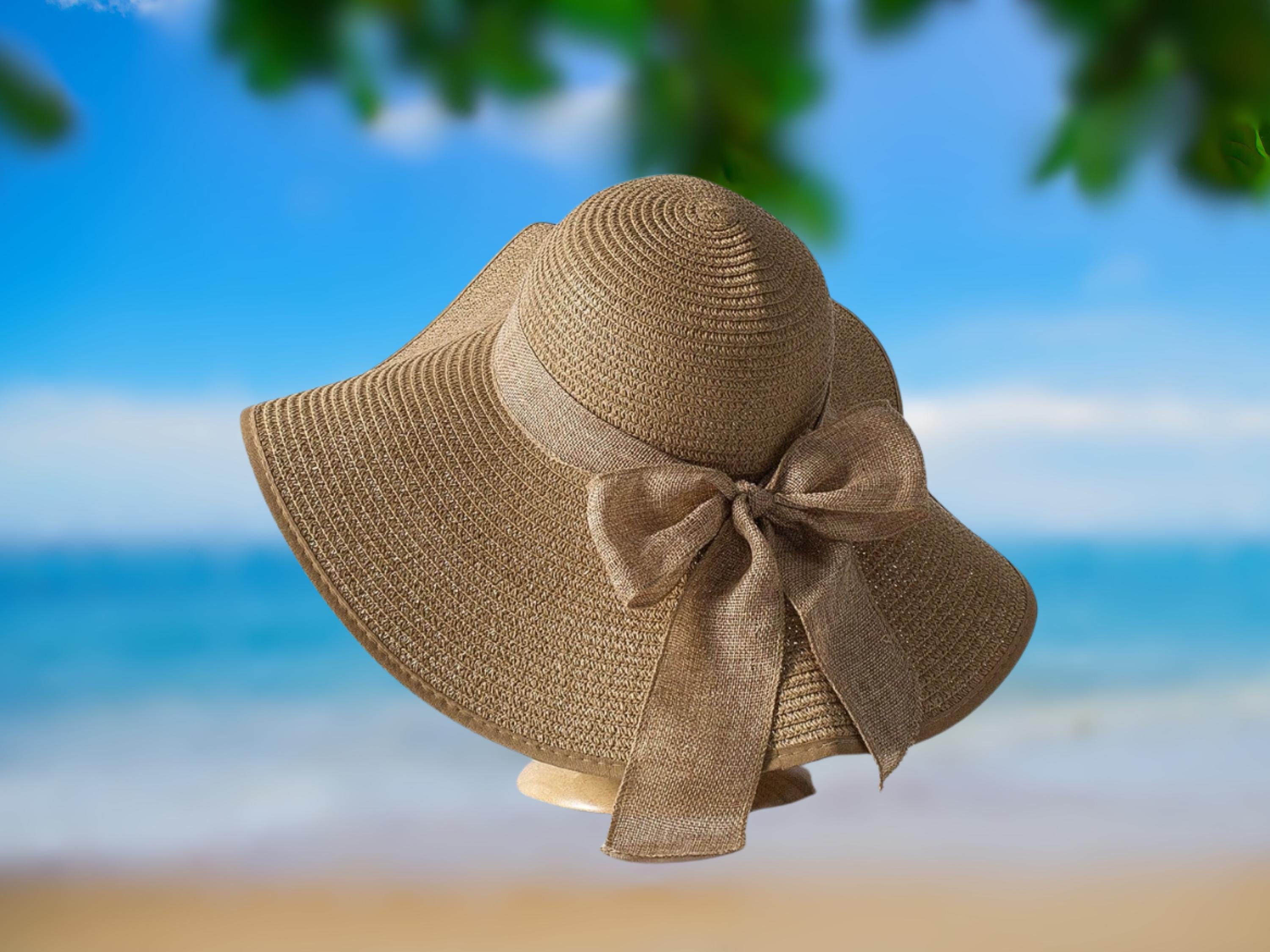 Boho Natural Straw Wide Brim Bow Summer Beach hat Wide Brim Straw Hat In Natural With Black Bow - Tropicana  main image 4