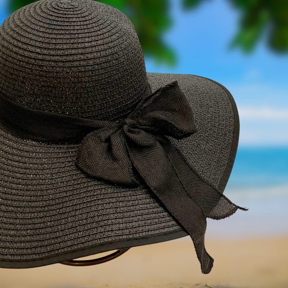 Elegant Wide Brim Foldable Sun Hat Handwoven Straw Travel Beach Garden Party Amazon.com: Sun Hats for Women Wide Brim Beach Hat Foldable  main image 2