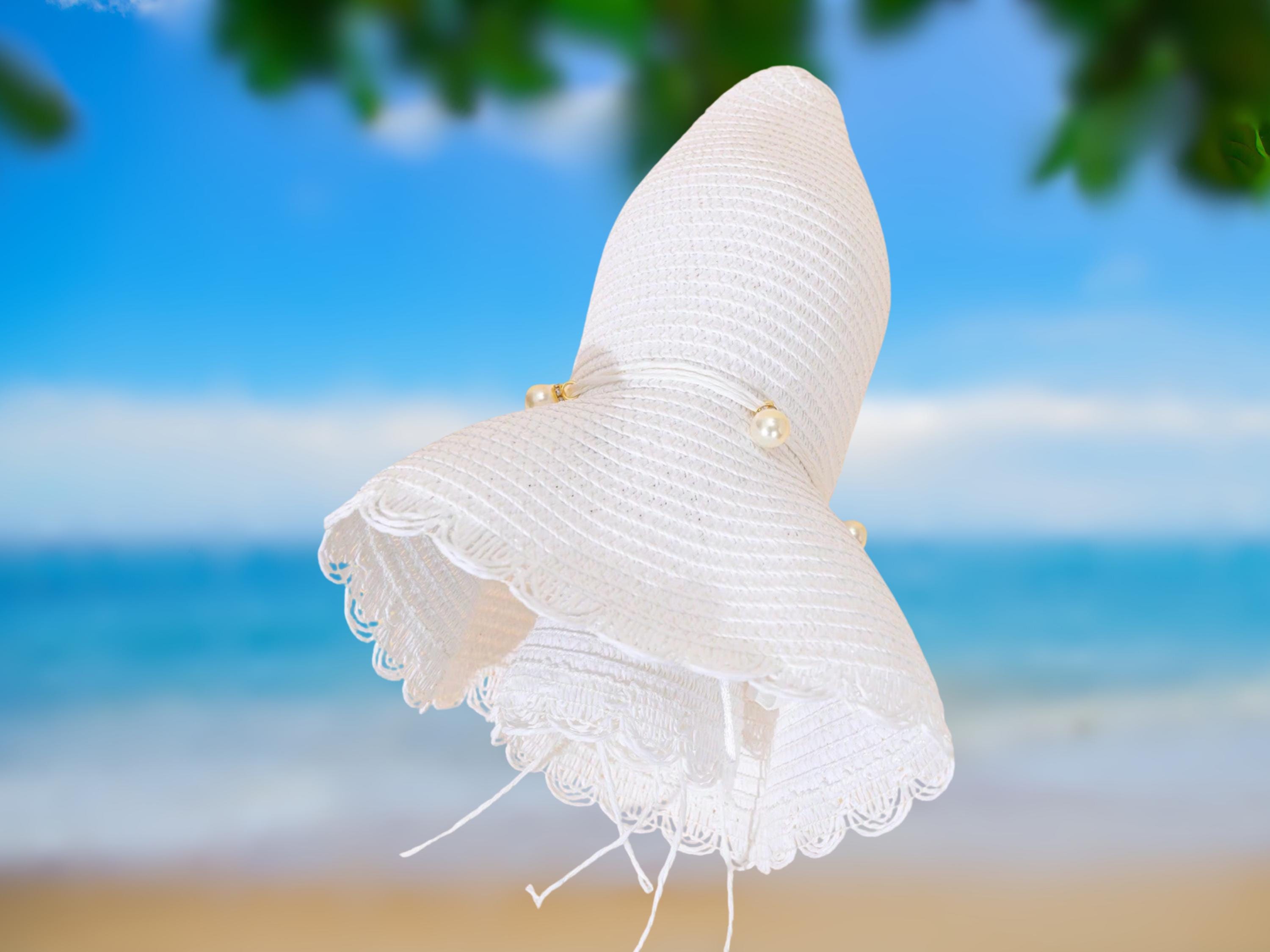 Chic White Wide-Brimmed Hat with Textured Weave and Bow White Wide Brim Sun Hat: Elegant Bow Ribbon Beach Hat - Etsy main image 3