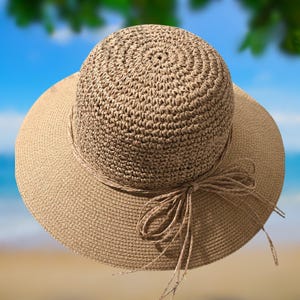 Handwoven Boho Straw Sun Hat: UPF 50+ Summer Travel Hat - Etsy display picture 1