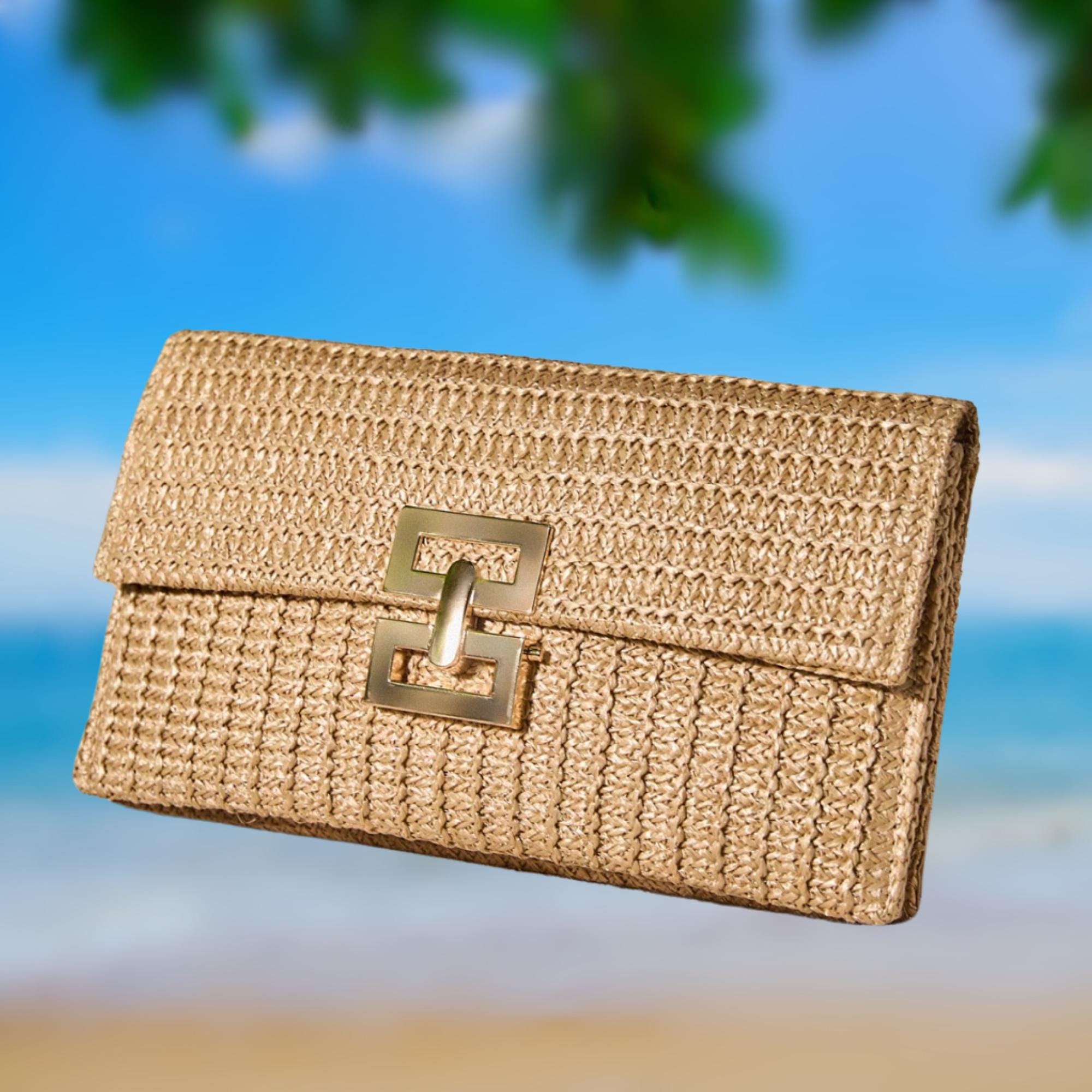 LHHMZ Stro Dumpling Clutch Purse, Geweven Tas voor Vrouwen, Zomer Strand Schouder Handtas