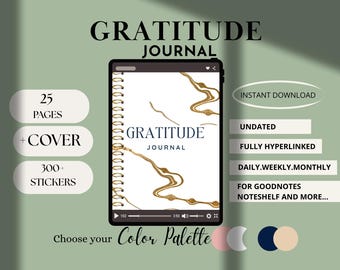 Digital Gratitude Journal: Daily Reflection, Affirmations (Goodnotes, Notability PDF)